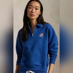 Ralph Lauren Logo Flag Fleece Quarter Zip